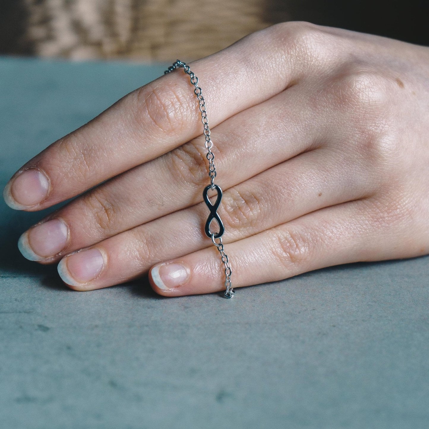 Silver Plated Infinity Anklet Created with Zircondia® Crystals