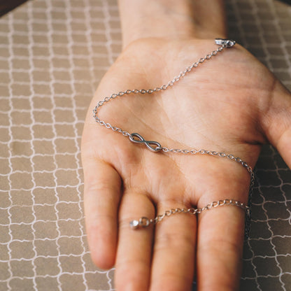 Silver Plated Infinity Anklet Created with Zircondia® Crystals