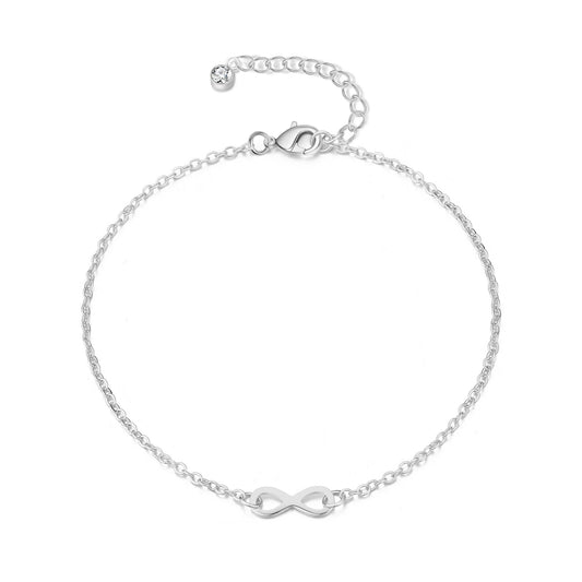 Silver Plated Infinity Anklet Created with Zircondia® Crystals