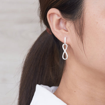 Silver Plated Infinity Drop Earrings Created with Zircondia® Crystals