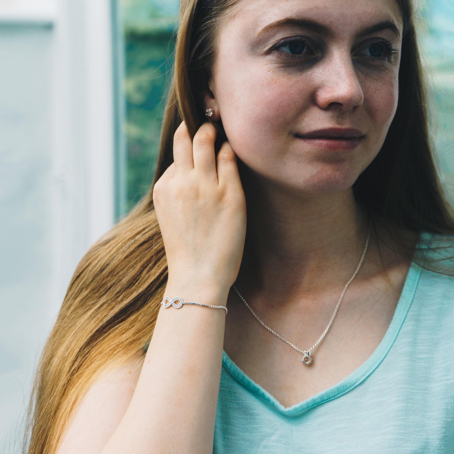 Silver Plated Infinity Friendship Set Created with Zircondia® Crystals