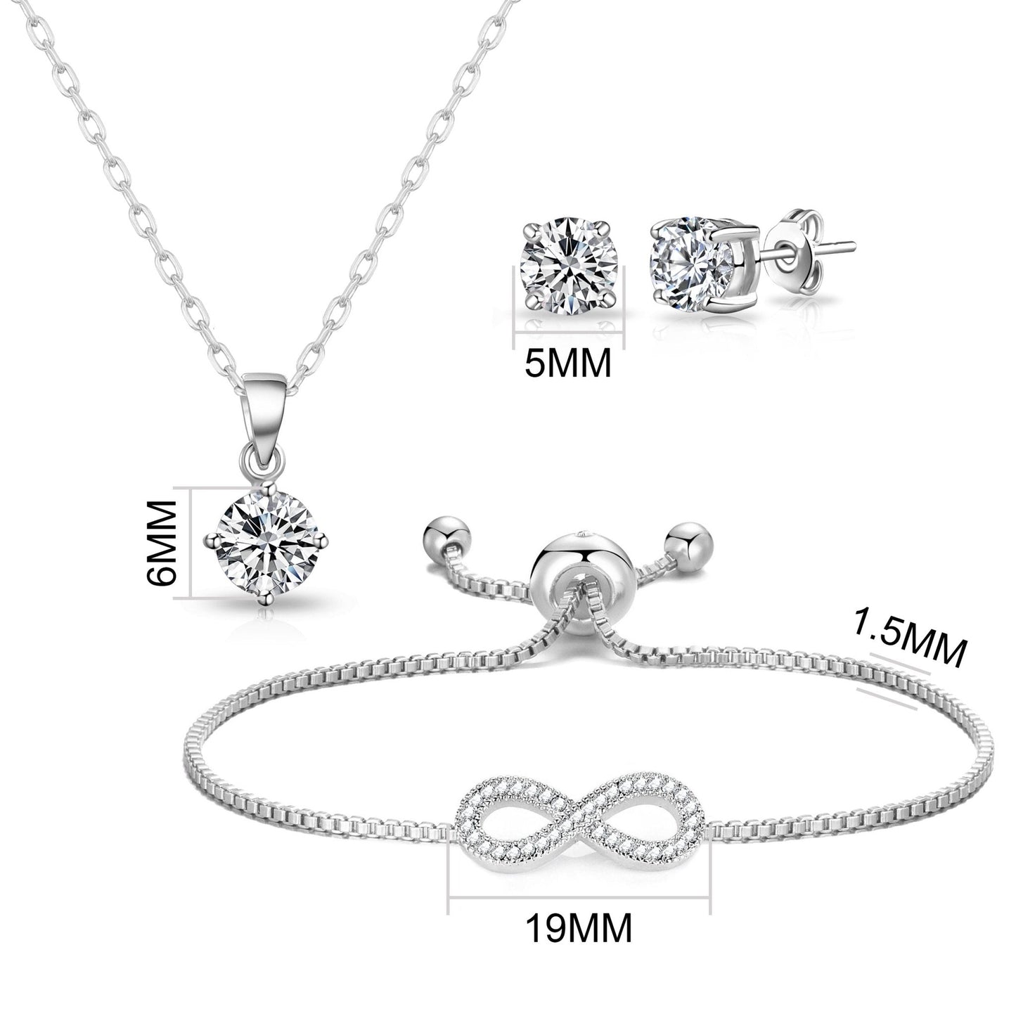 Silver Plated Infinity Friendship Set Created with Zircondia® Crystals