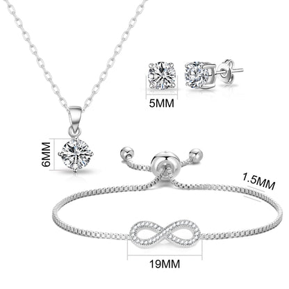 Silver Plated Infinity Friendship Set Created with Zircondia® Crystals