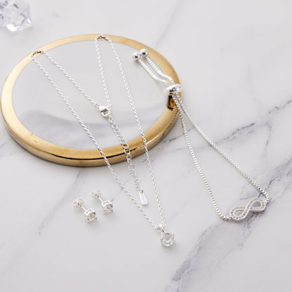 Silver Plated Infinity Friendship Set Created with Zircondia® Crystals