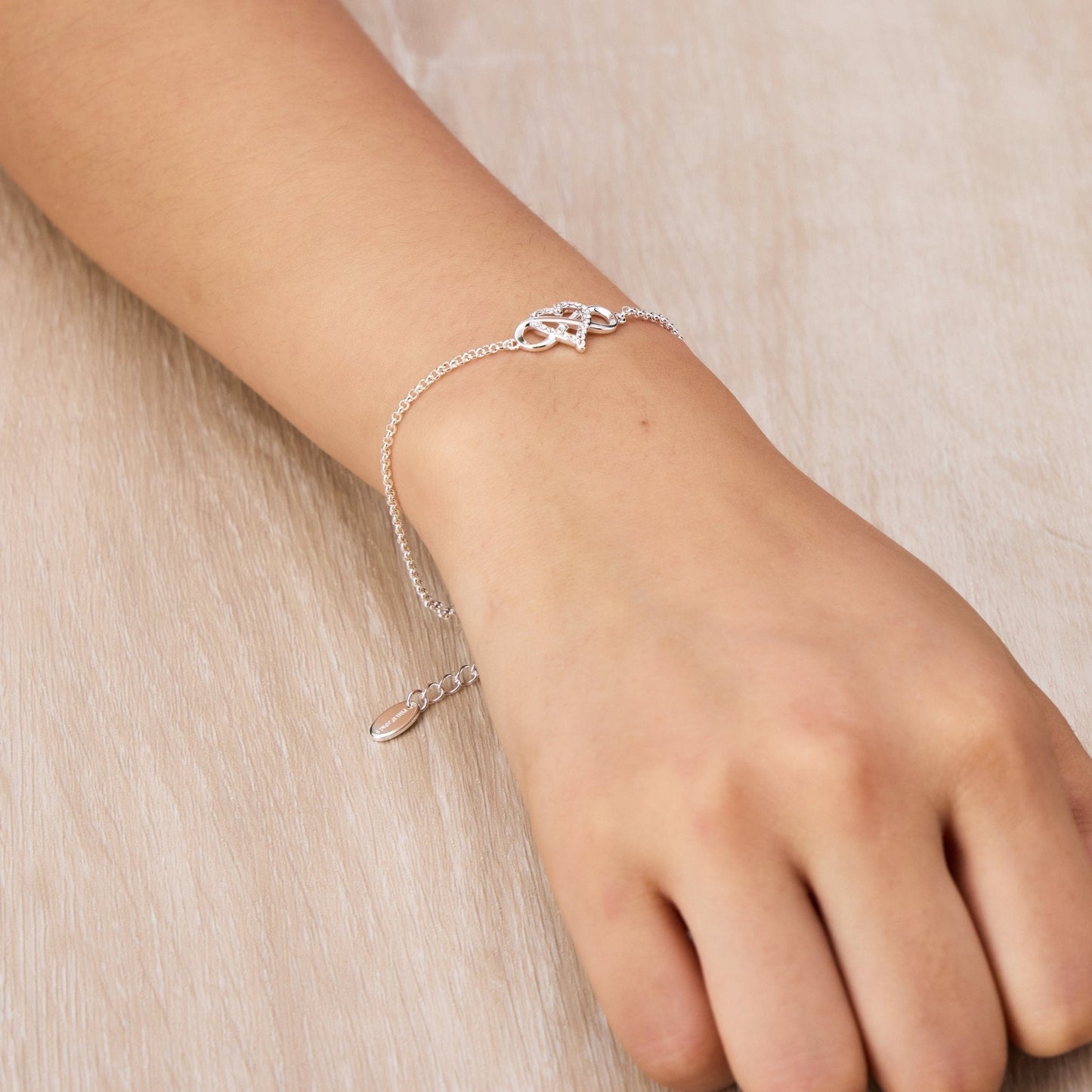 Silver Plated Infinity Heart Bracelet Created with Zircondia® Crystals