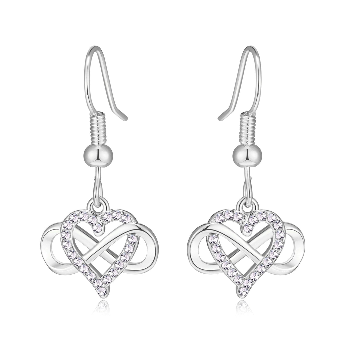 Silver Plated Infinity Heart Drop Earrings Created with Zircondia® Crystals