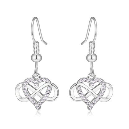 Silver Plated Infinity Heart Drop Earrings Created with Zircondia® Crystals