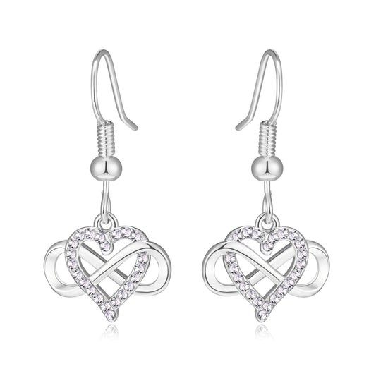 Silver Plated Infinity Heart Drop Earrings Created with Zircondia® Crystals