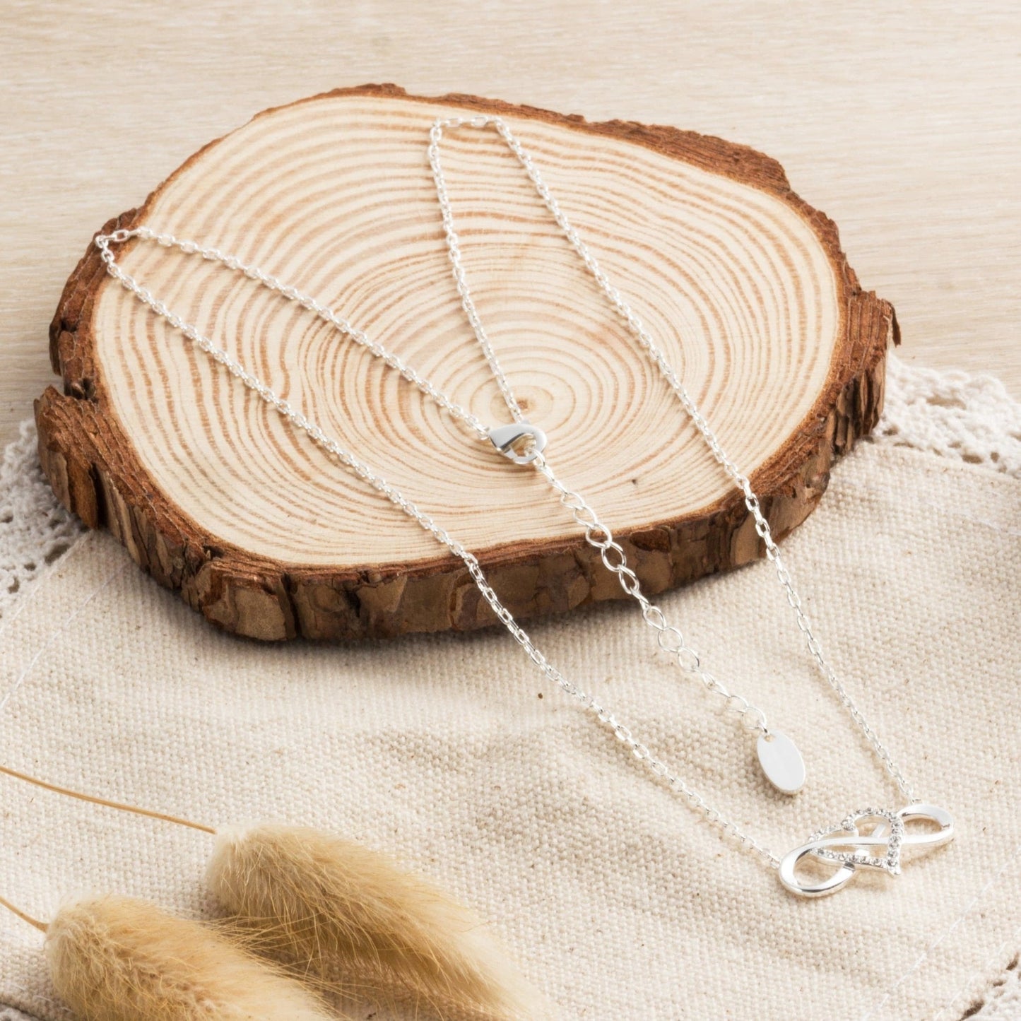 Silver Plated Infinity Heart Necklace Created with Zircondia® Crystals