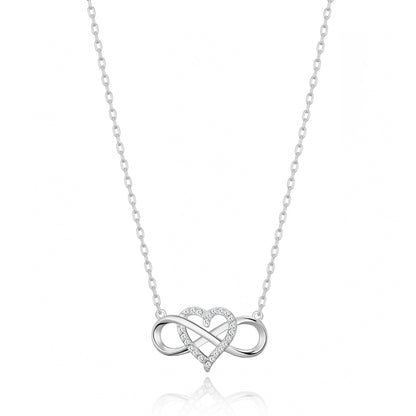 Silver Plated Infinity Heart Necklace Created with Zircondia® Crystals