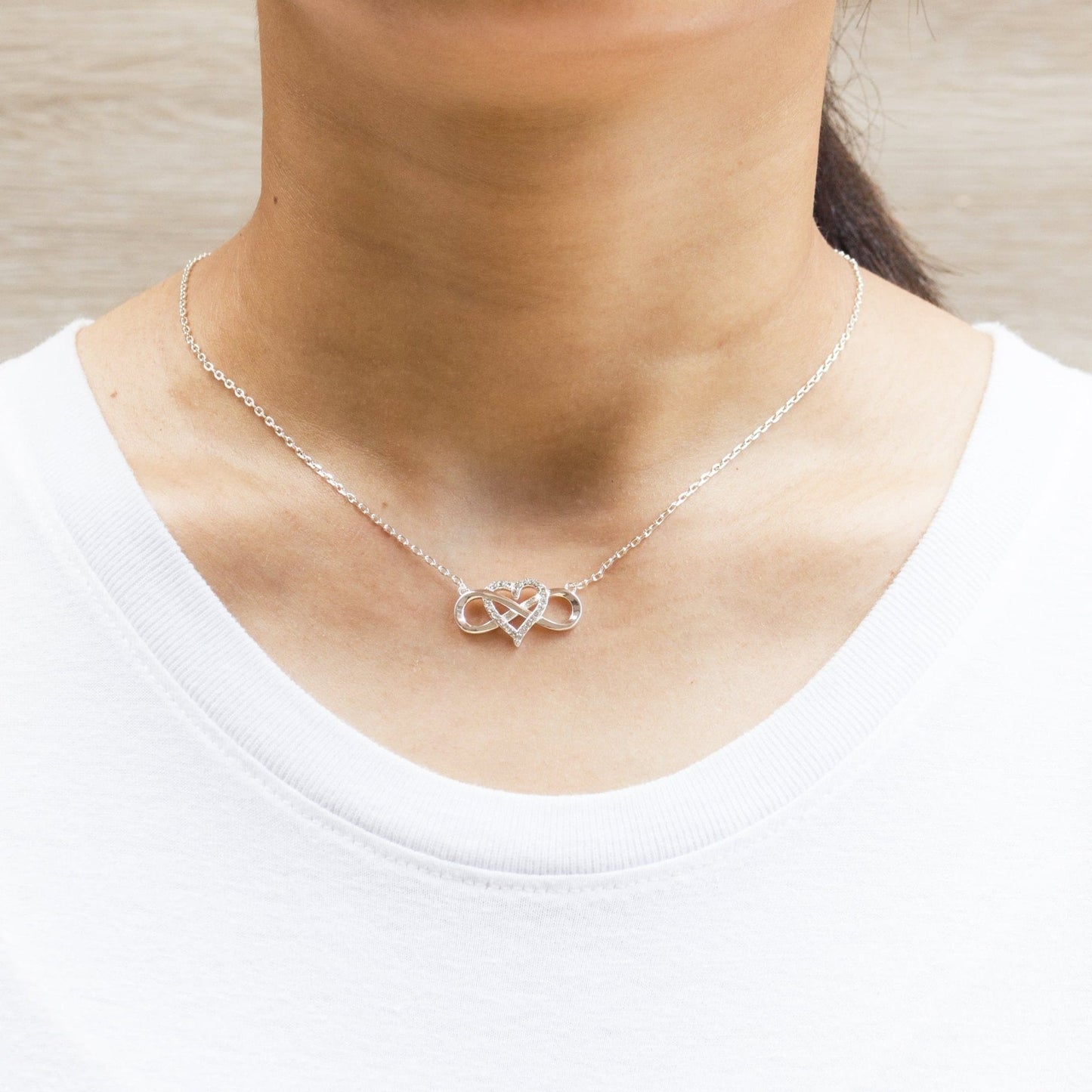 Silver Plated Infinity Heart Necklace Created with Zircondia® Crystals