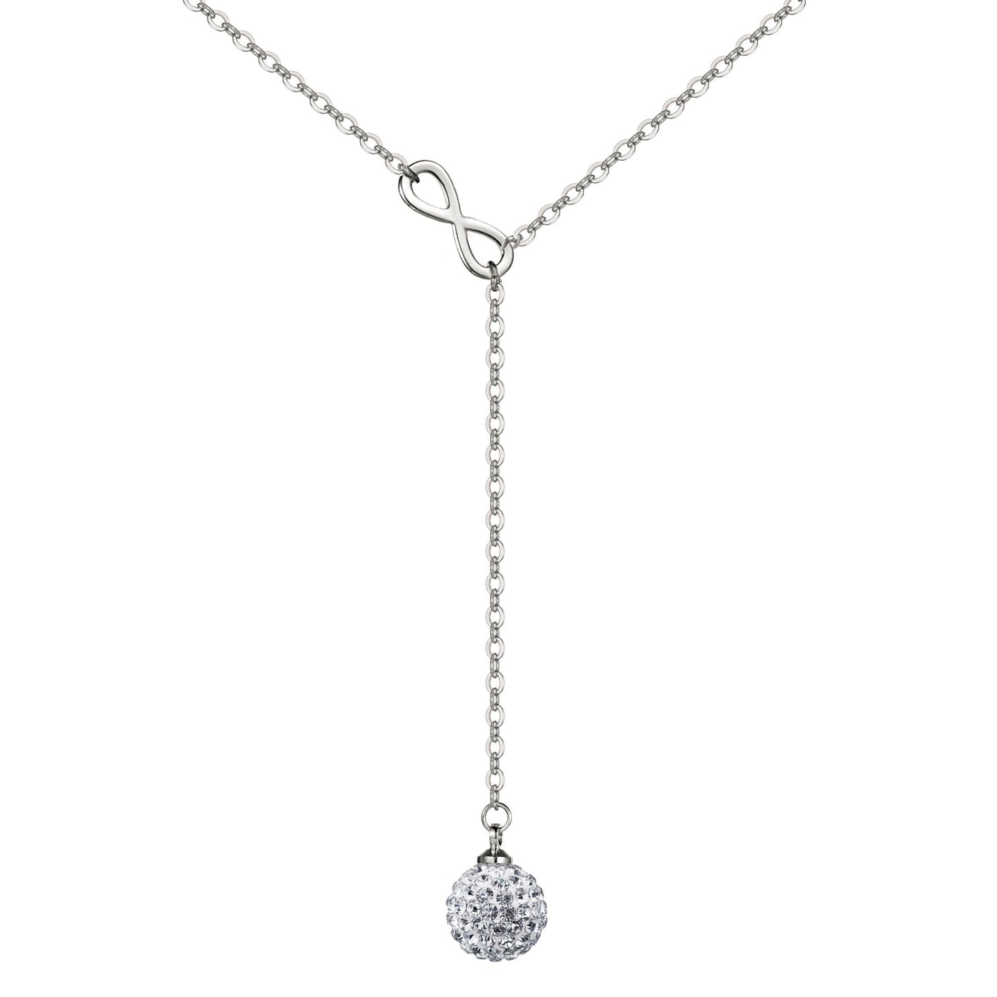 Silver Plated Infinity Lariat Necklace Created with Zircondia® Crystals