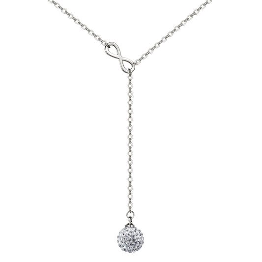 Silver Plated Infinity Lariat Necklace Created with Zircondia® Crystals