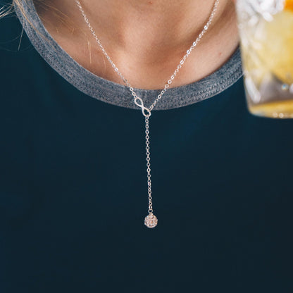 Silver Plated Infinity Lariat Necklace Created with Zircondia® Crystals