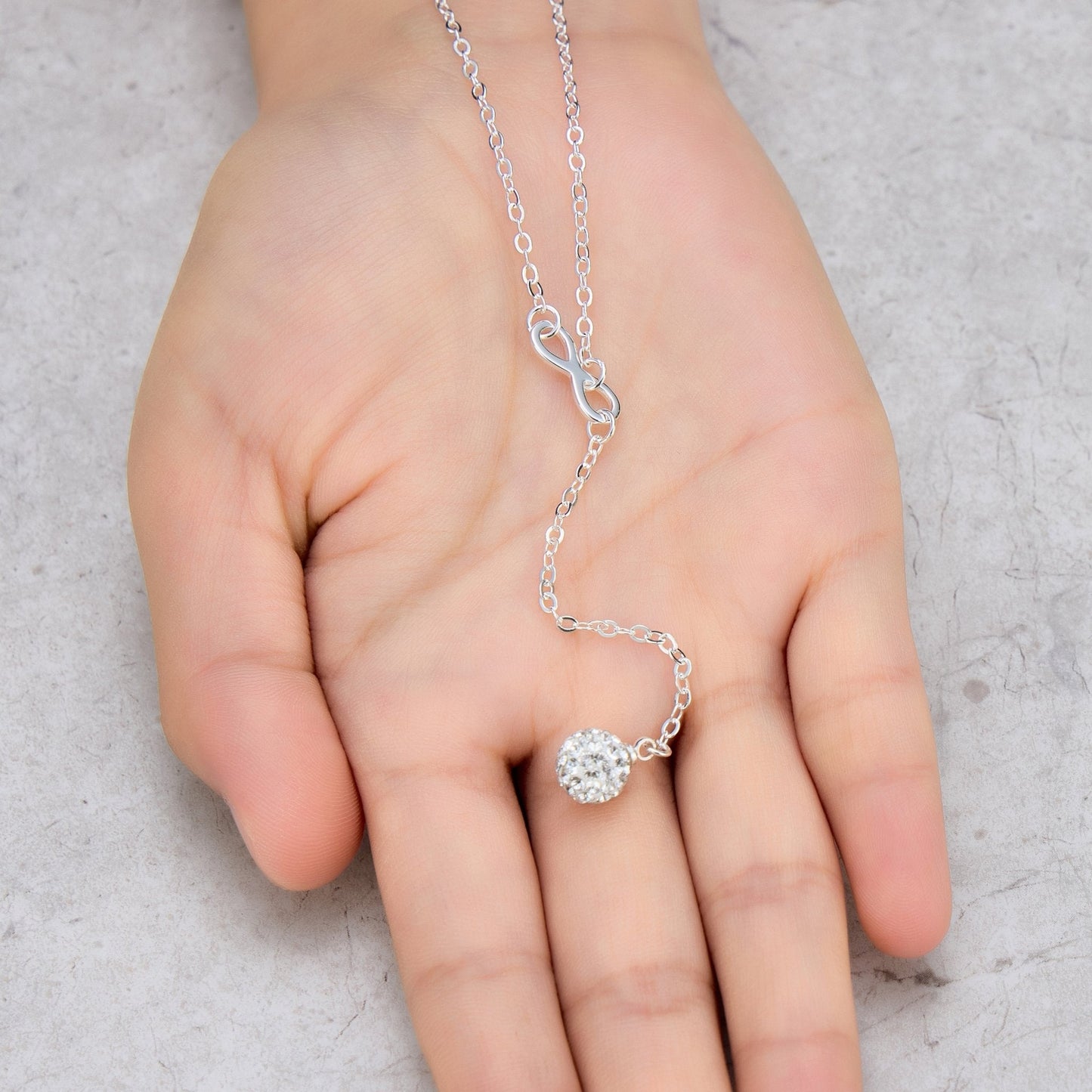 Silver Plated Infinity Lariat Necklace Created with Zircondia® Crystals