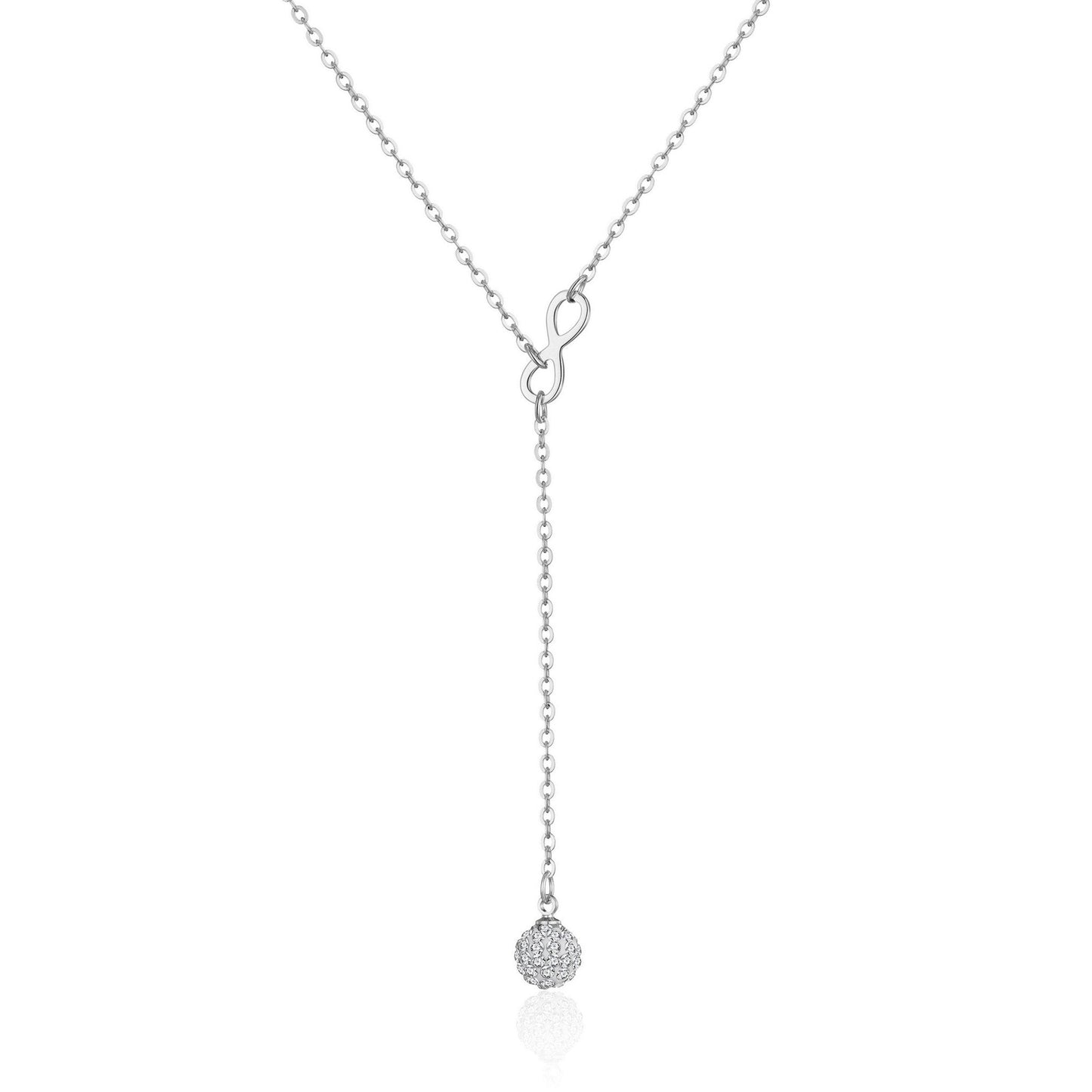 Silver Plated Infinity Lariat Necklace Created with Zircondia® Crystals