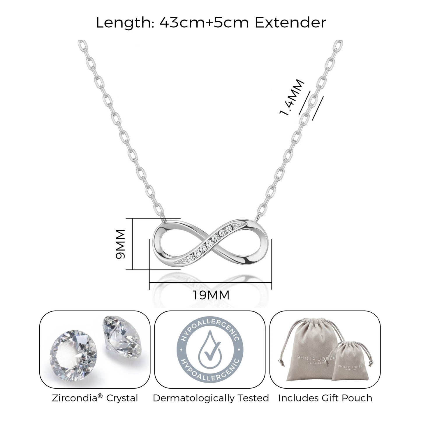 Silver Plated Infinity Pendant Necklace Created with Zircondia® Crystals