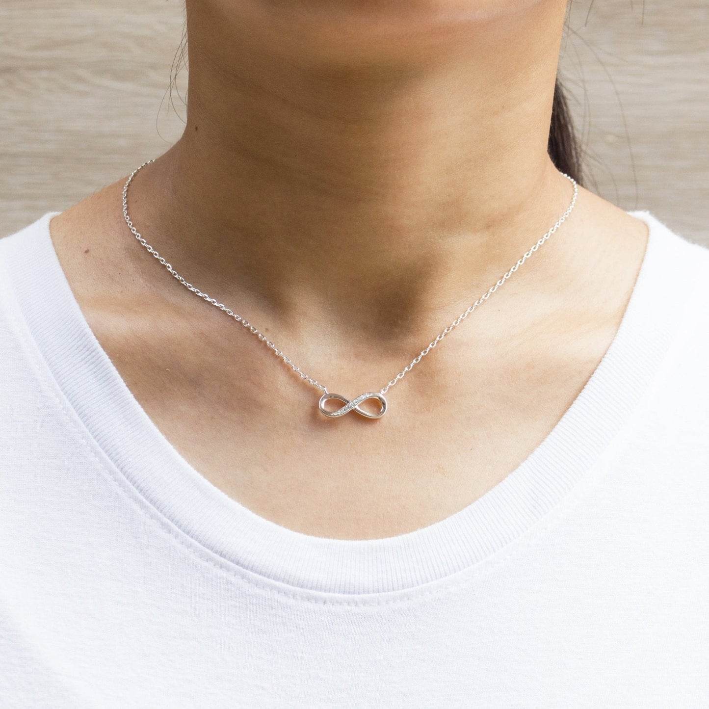 Silver Plated Infinity Pendant Necklace Created with Zircondia® Crystals