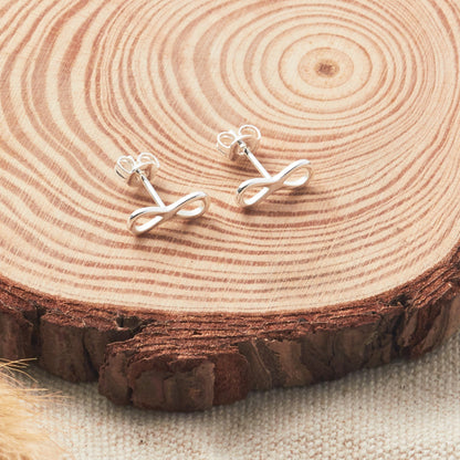 Silver Plated Infinity Stud Earrings