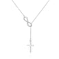 Silver Plated Infinity with Cross Lariat Necklace