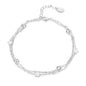 Silver Plated Layered Star Anklet Created with Zircondia® Crystals