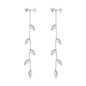 Silver Plated Leaf Dangle Earrings Created with Zircondia® Crystals