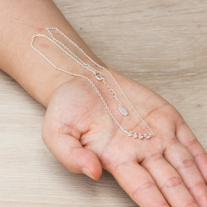 Silver Plated Leaf Necklace Created with Zircondia® Crystals