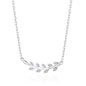 Silver Plated Leaf Necklace Created with Zircondia® Crystals