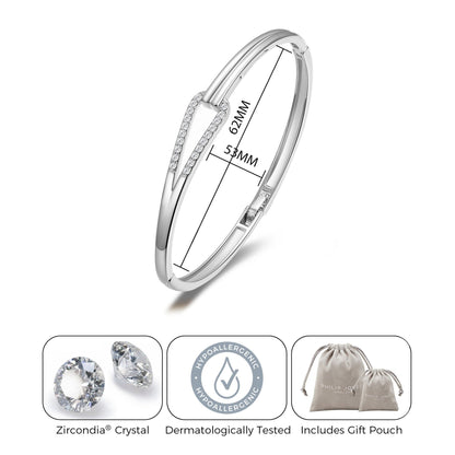 Silver Plated Link Bangle Created with Zircondia® Crystals (7 Inch)