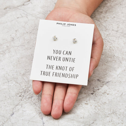 Silver Plated Love Knot Earrings with Quote Card