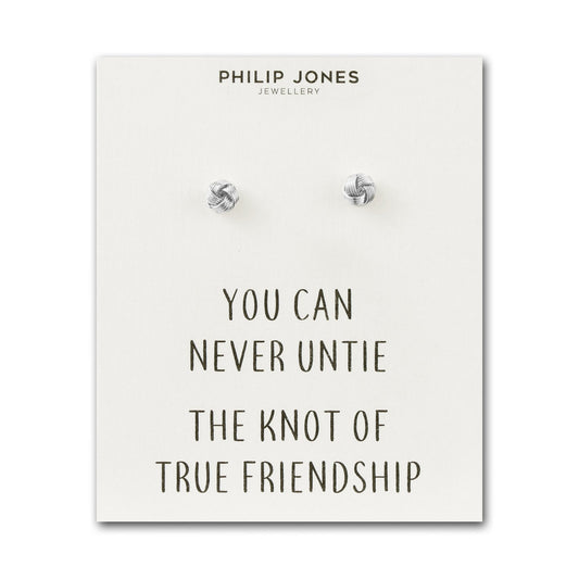 Silver Plated Love Knot Earrings with Quote Card