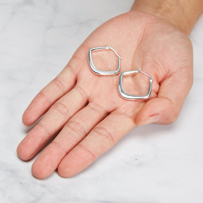 Silver Plated Medium Chunky Hoop Earrings