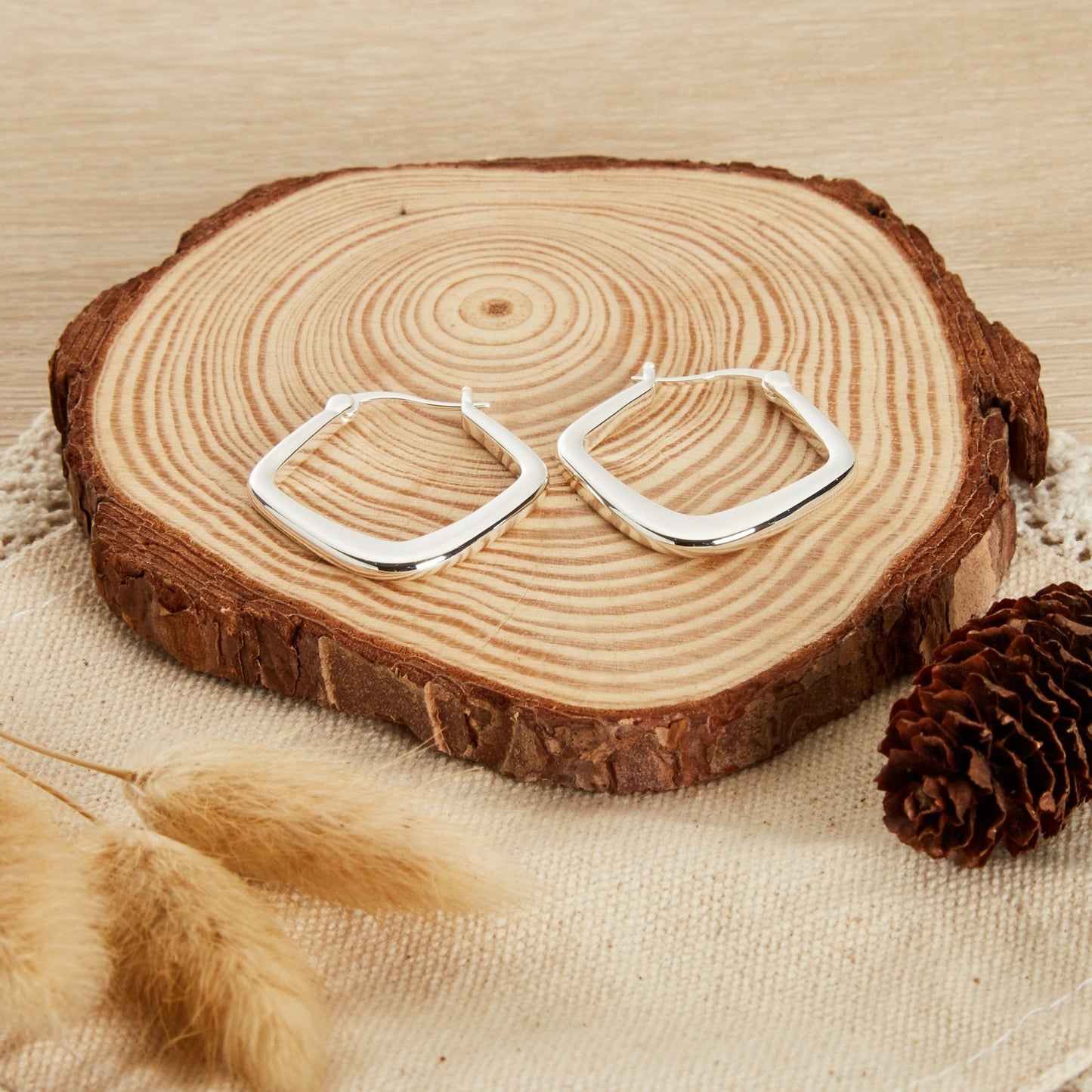 Silver Plated Medium Chunky Hoop Earrings