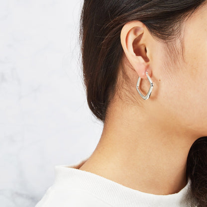 Silver Plated Medium Chunky Hoop Earrings