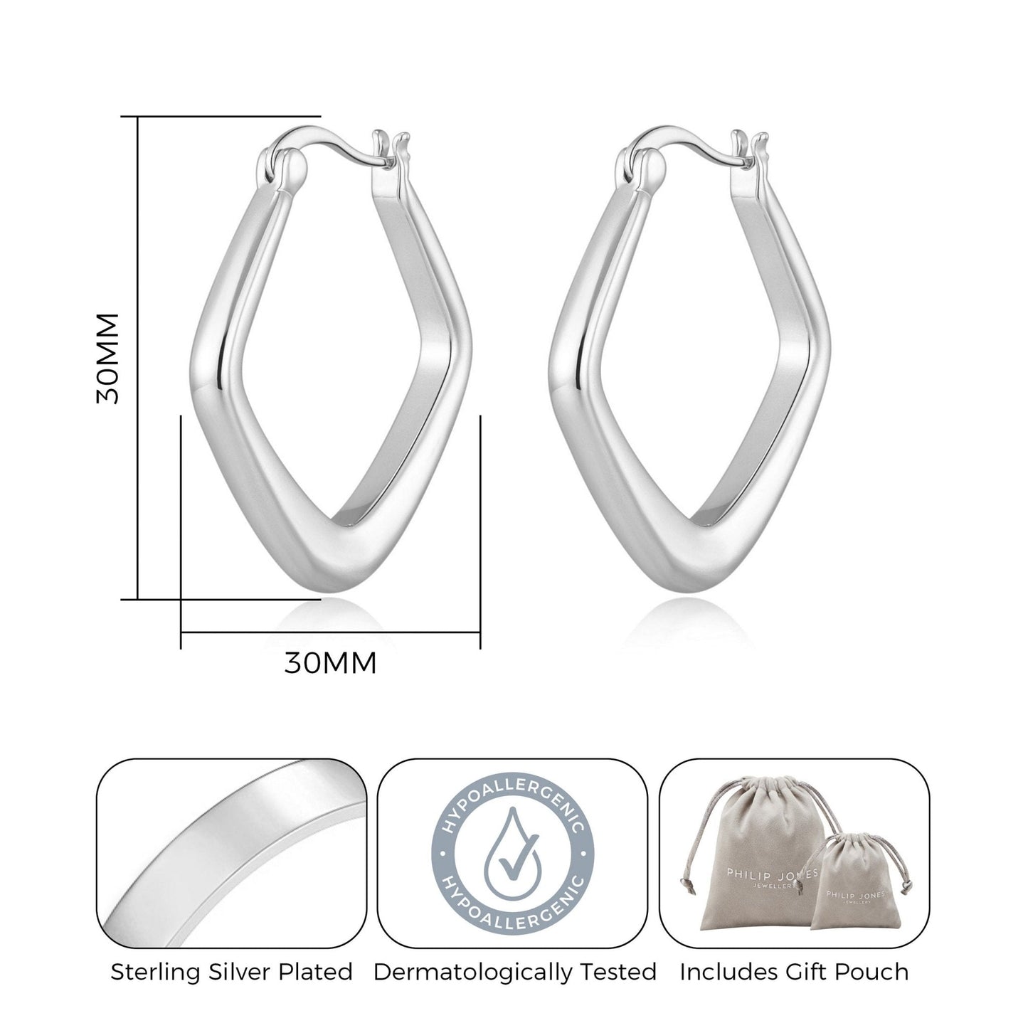 Silver Plated Medium Chunky Hoop Earrings