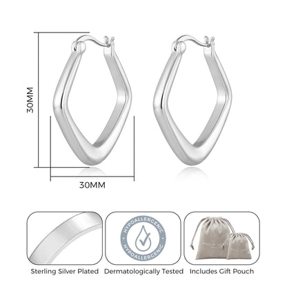 Silver Plated Medium Chunky Hoop Earrings