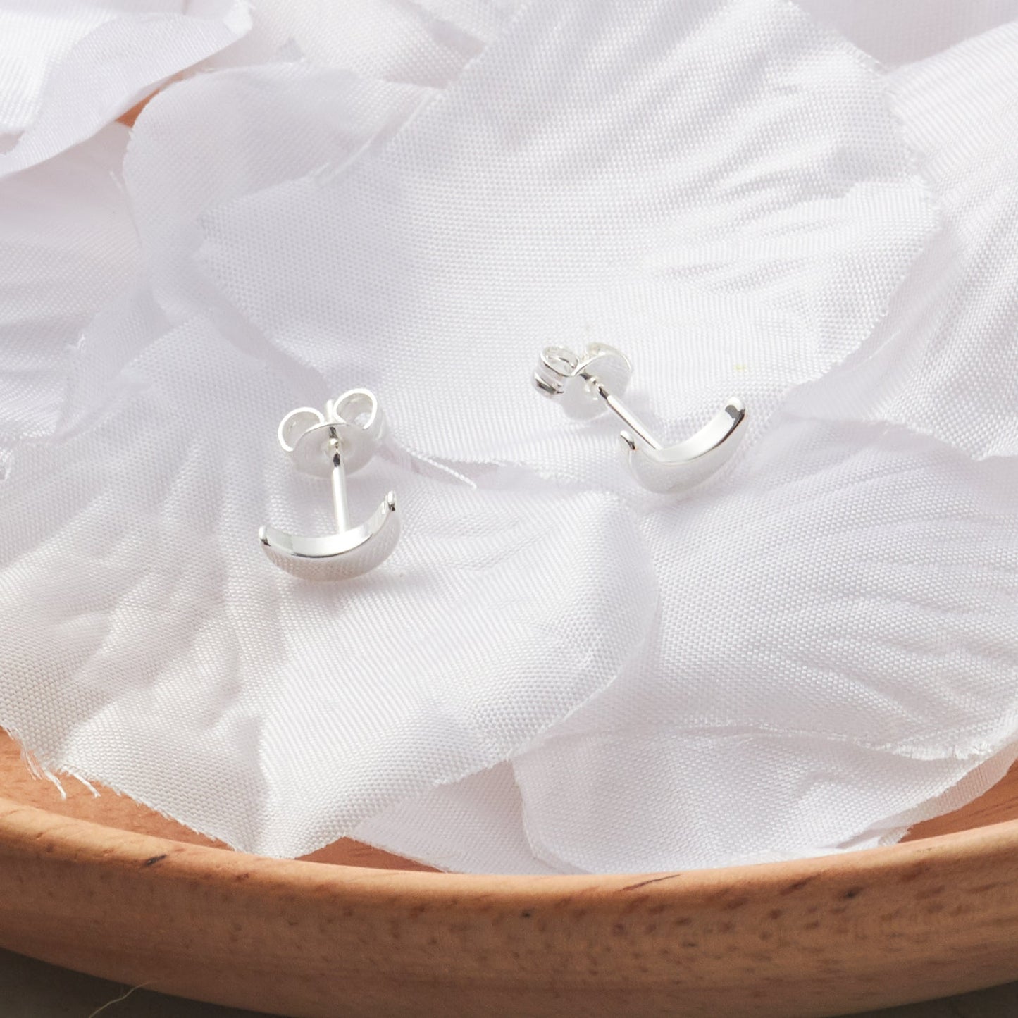 Silver Plated Moon Stud Earrings