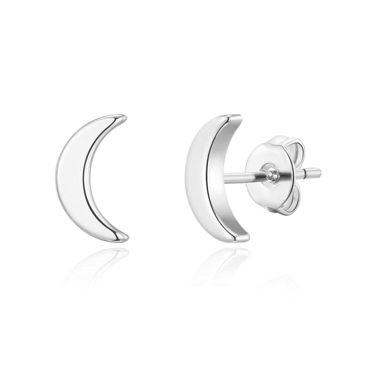 Silver Plated Moon Stud Earrings