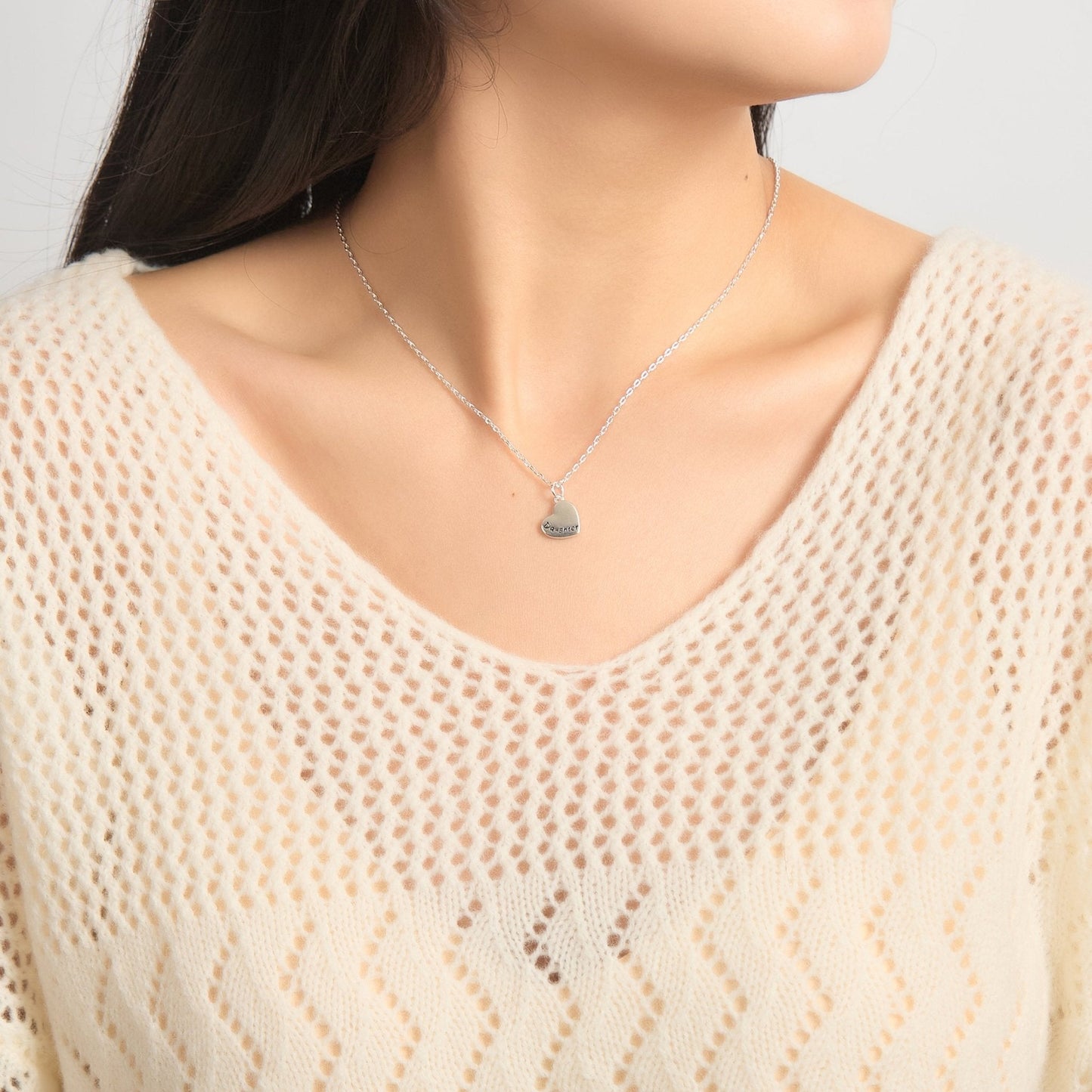 Silver Plated Mother and Daughter Necklace Set