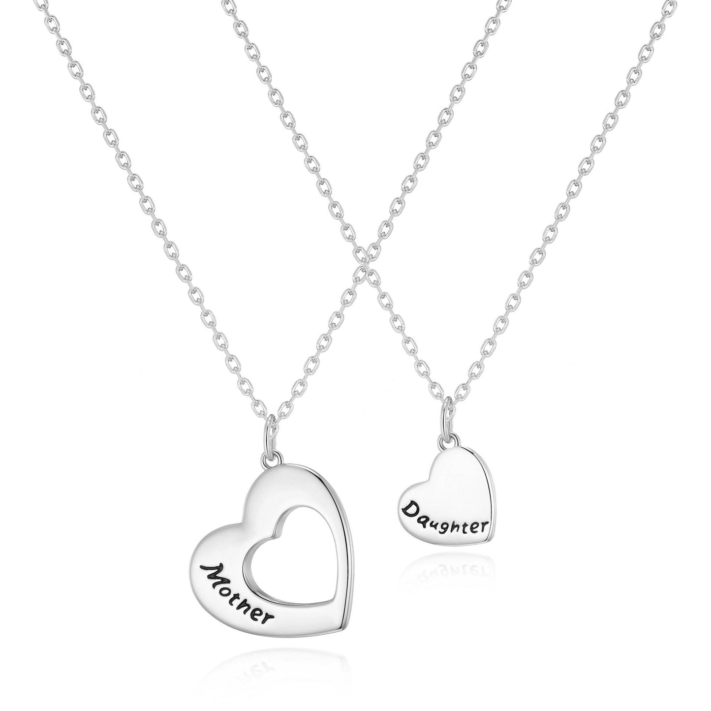Silver Plated Mother and Daughter Necklace Set