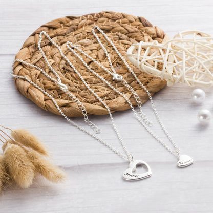 Silver Plated Mother and Daughter Necklace Set with Quote Card