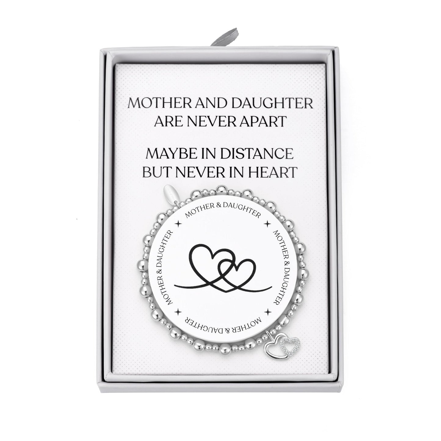 Silver Plated Mother and Daughter Quote Stretch Bracelet with Gift Box