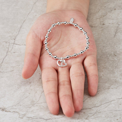 Silver Plated Mother and Daughter Quote Stretch Bracelet with Gift Box