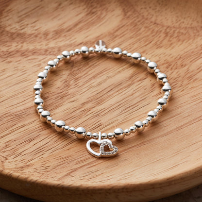 Silver Plated Mother and Daughter Quote Stretch Bracelet with Gift Box