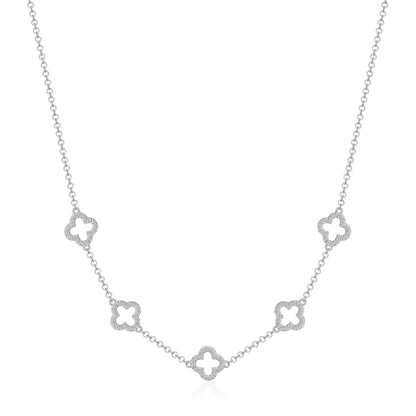 Silver Plated Multi Clover Necklace Created with Zircondia® Crystals