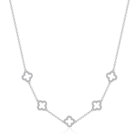 Silver Plated Multi Clover Necklace Created with Zircondia® Crystals