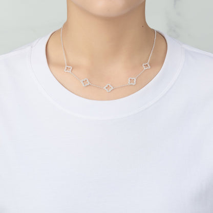 Silver Plated Multi Clover Necklace Created with Zircondia® Crystals