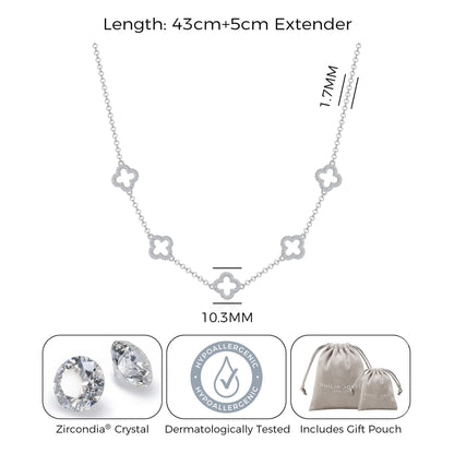 Silver Plated Multi Clover Necklace Created with Zircondia® Crystals