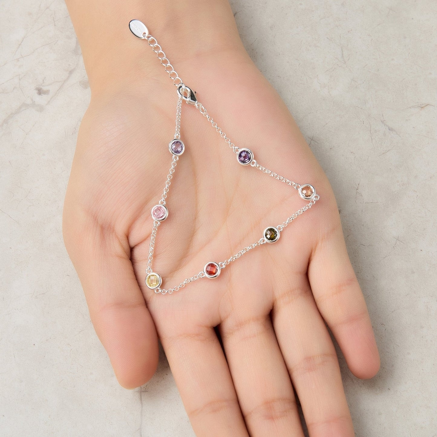 Silver Plated Multi Coloured Crystal Bracelet Created with Zircondia® Crystals