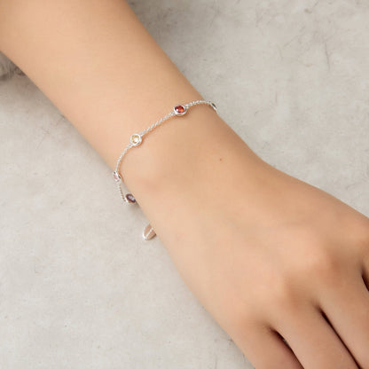 Silver Plated Multi Coloured Crystal Bracelet Created with Zircondia® Crystals